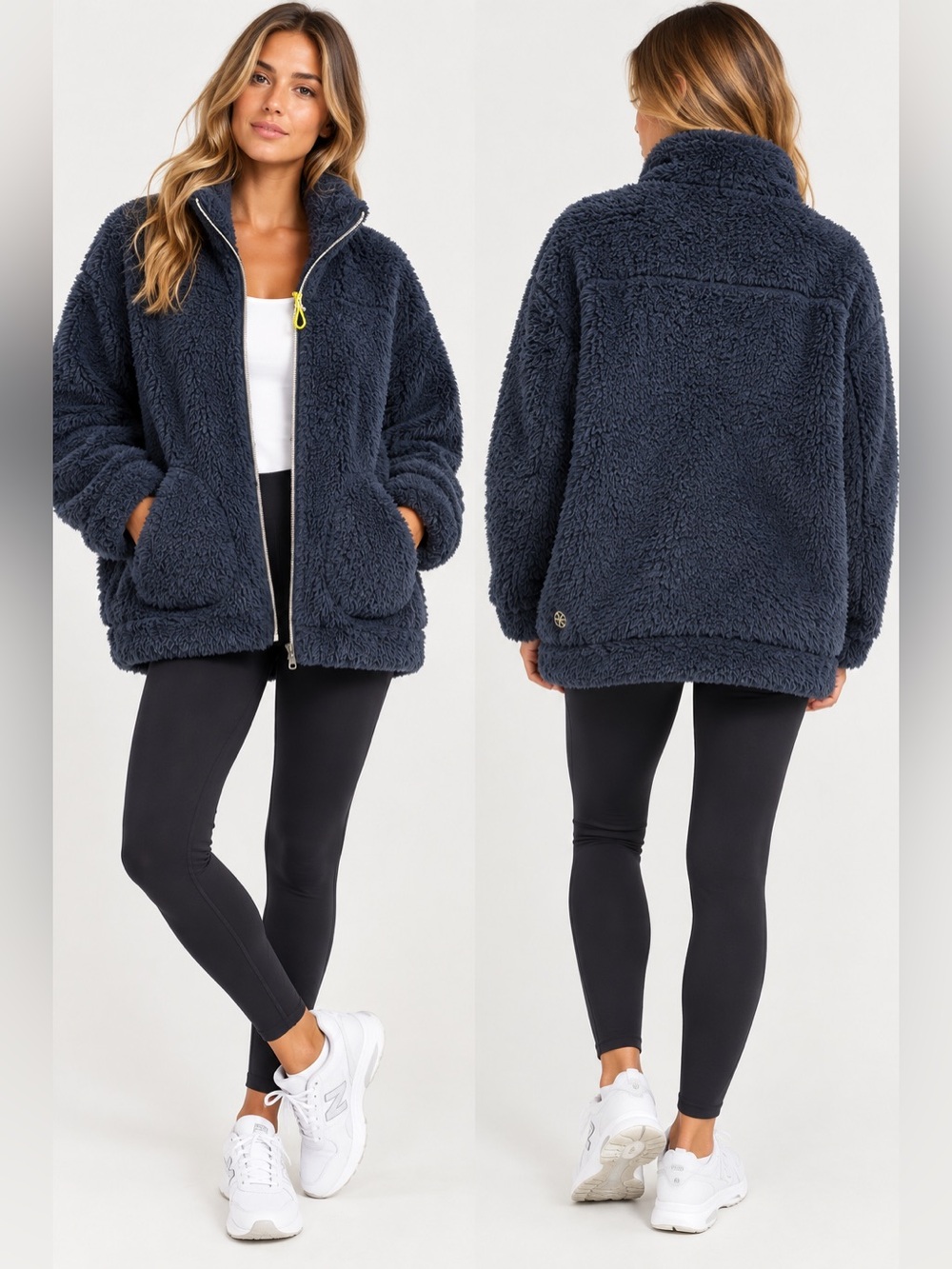 Lululemon Oh So Sherpa Jacket Women’s 2 Navy Blue Teddy Fleece Full Zip